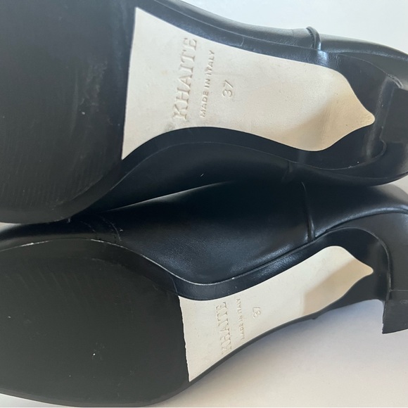 Khaite Dallas Black Leather Ankle Boots Bootie Size 37 Short Western - Picture 9 of 11